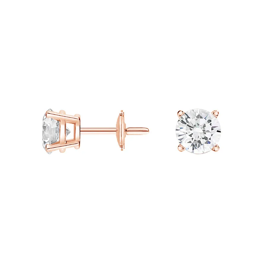 1.00CTW Four Prong Round Diamond Stud Earrings - SE014