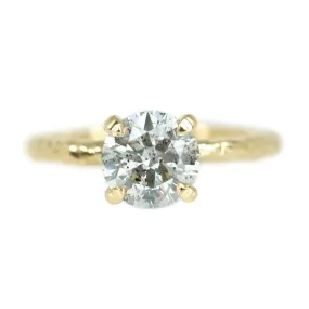 1.42ct Round Salt And Pepper Diamond Solitaire Evergreen Ring In 14k Yellow Gold