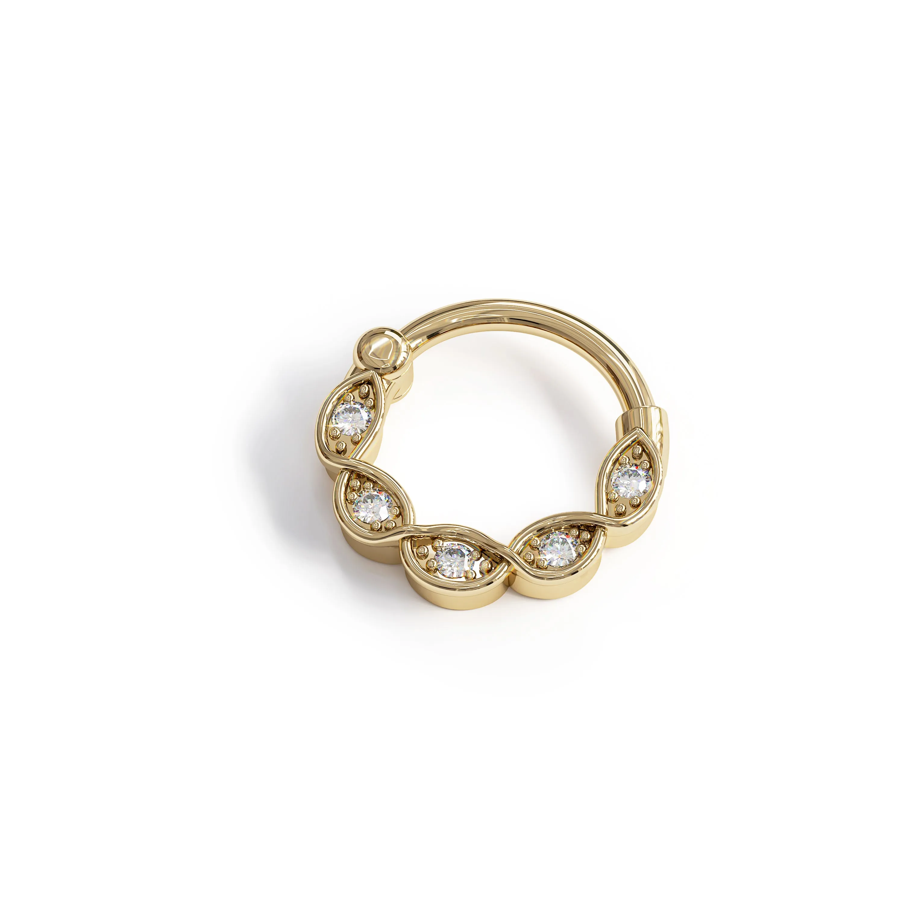 14K Gold Rope Diamond Septum Hoop