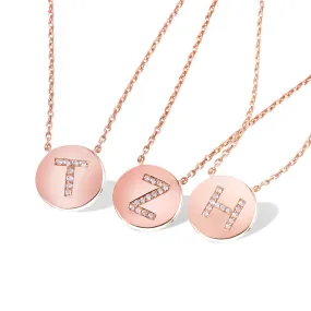 14k Rose Gold Custom Letter Necklaces With Moissanite Stones