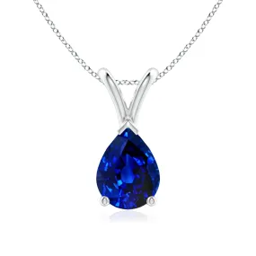 1.5 CT. Pear Blue Sapphire Solitaire Pendant