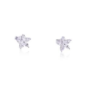 18K WHITE GOLD MARQUISE DIAMOND STAR STUD EARRINGS 0.99CTW