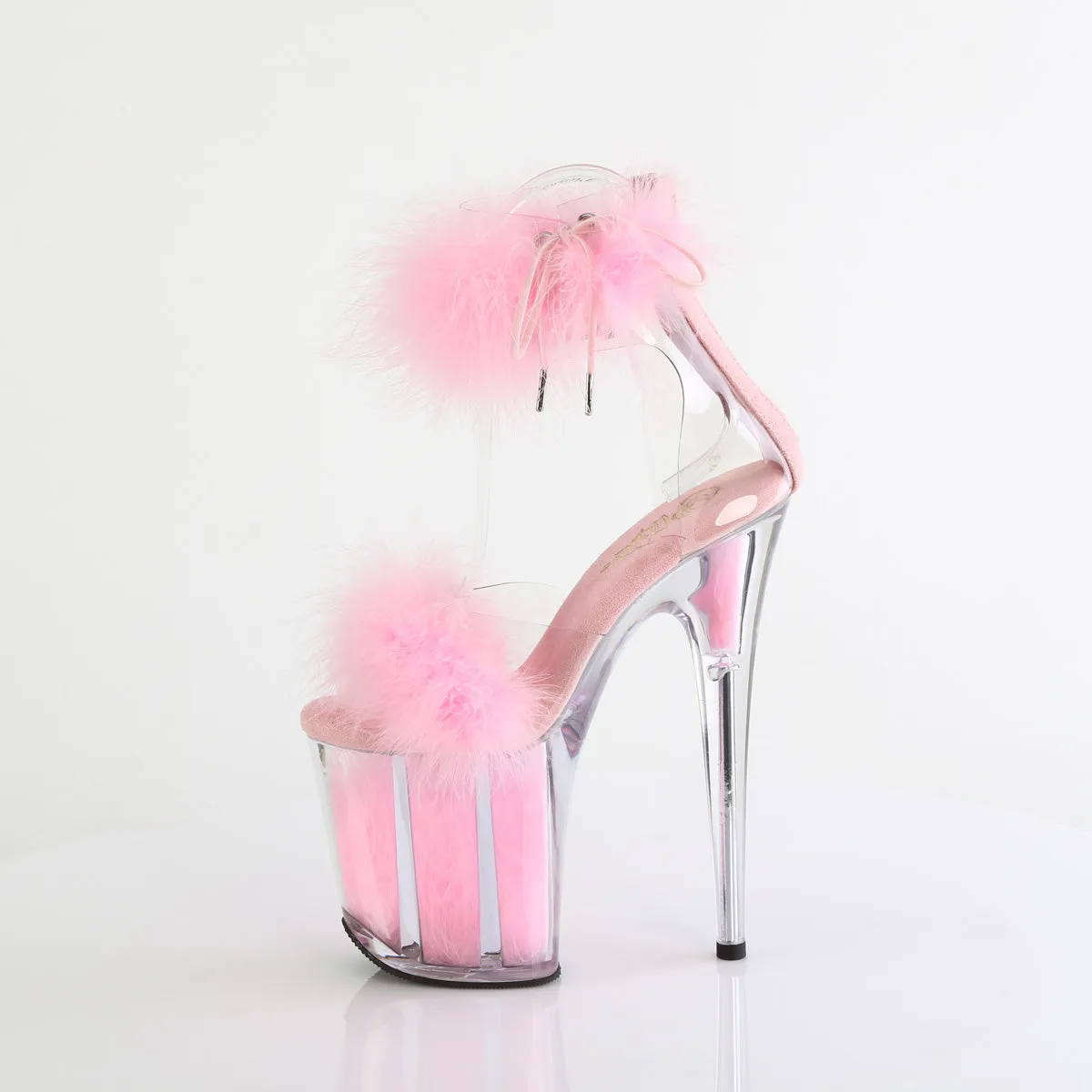 8 Inch Heel FLAMINGO-824F Clear Baby Pink Fur