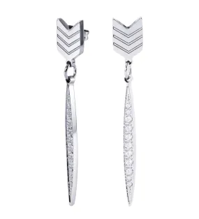 Addison 18k White Gold Plated Arrow Drop Dangle CZ Crystal Earrings