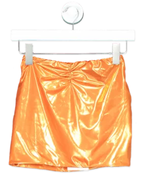 Alessandra Rich Orange Laminated Lycra Mini Skirt UK 10