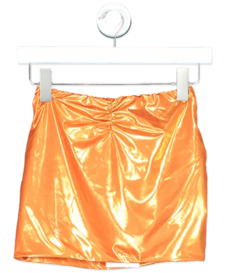 Alessandra Rich Orange Laminated Lycra Mini Skirt UK 10