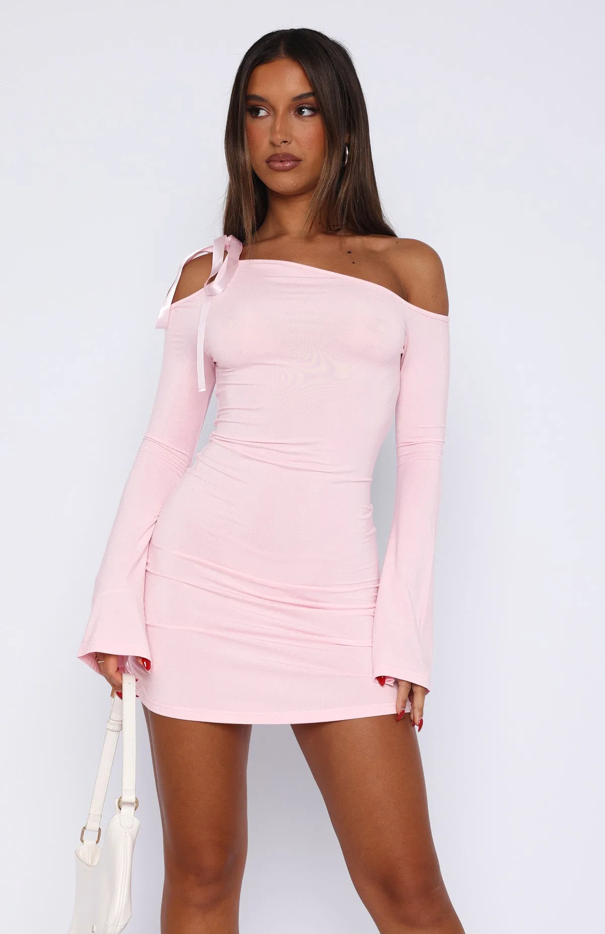 All Lights On Me Long Sleeve Mini Dress Pink