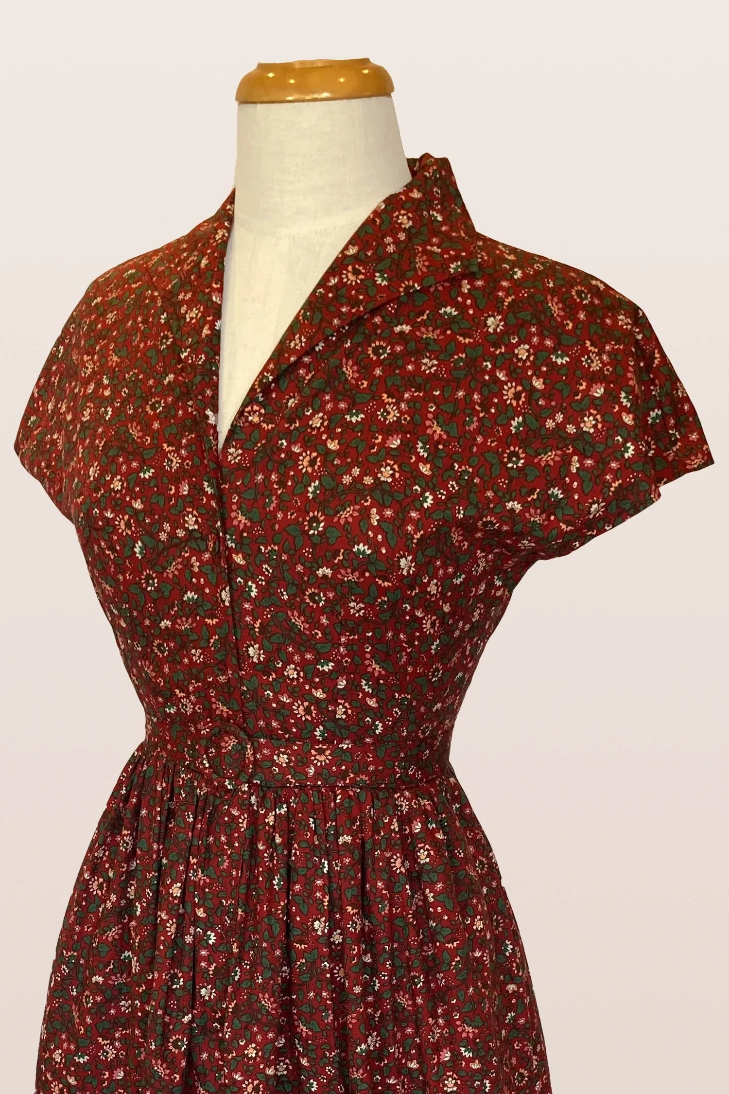 Amilie Mahogany & Bottle Green Floral Dress