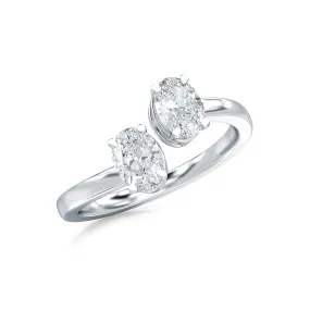 AUTRE - 14K White Gold 0.75ct Two Oval Lab Grown Diamond Bypass Ring