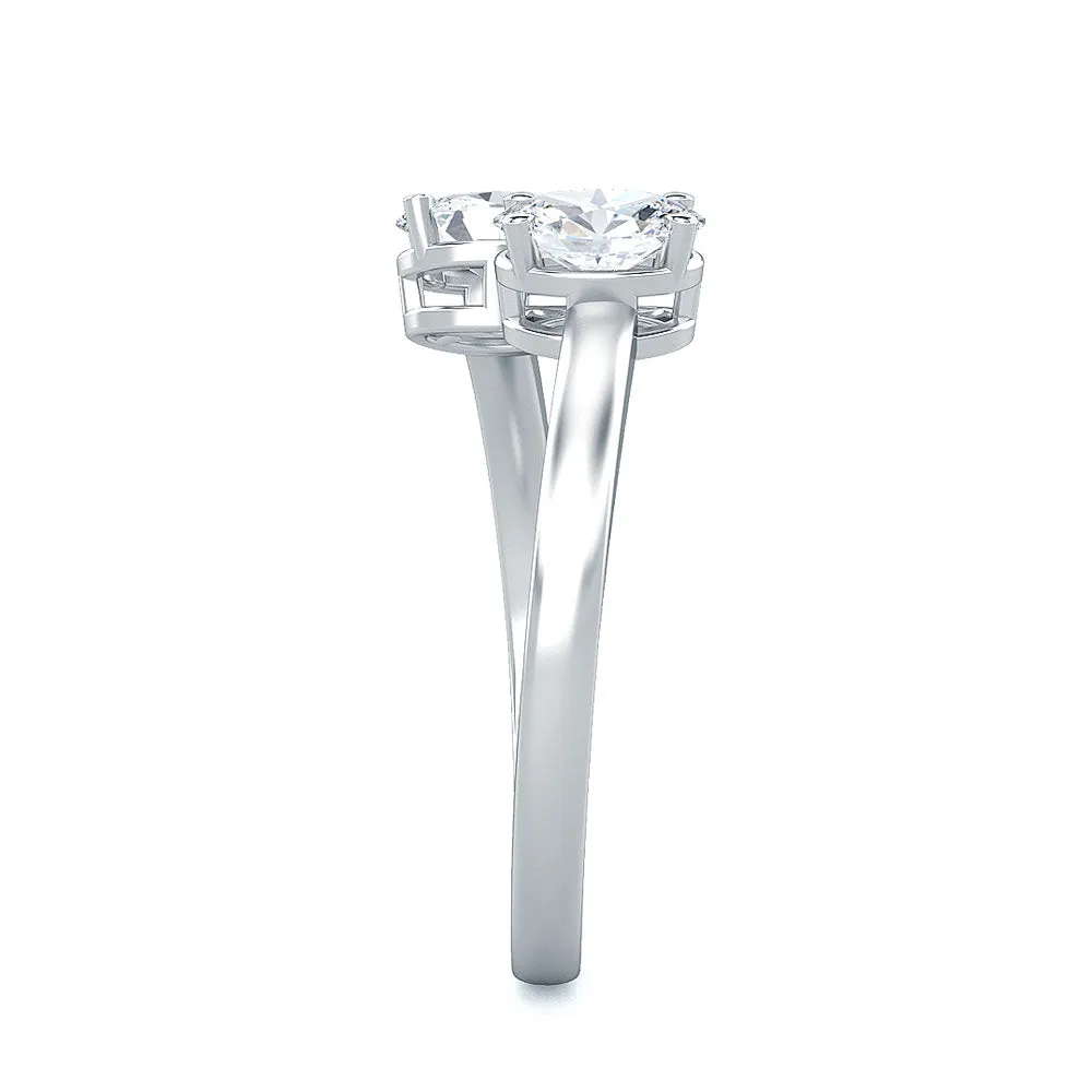 AUTRE - 14K White Gold 0.75ct Two Oval Lab Grown Diamond Bypass Ring