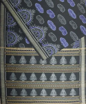 Black black cotton handloom sambalpuri saree