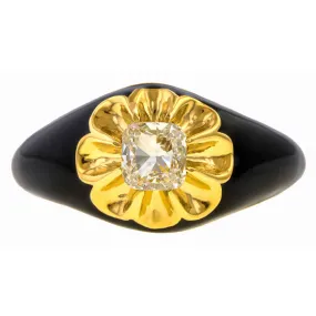 Black Enamel Diamond Ring, 0.54ct.