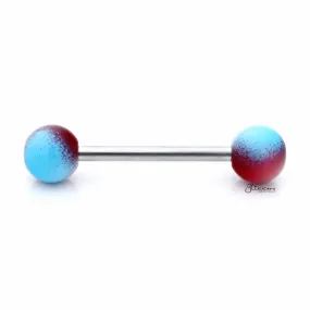 Blue and Red Colour Balls Tongue Barbell