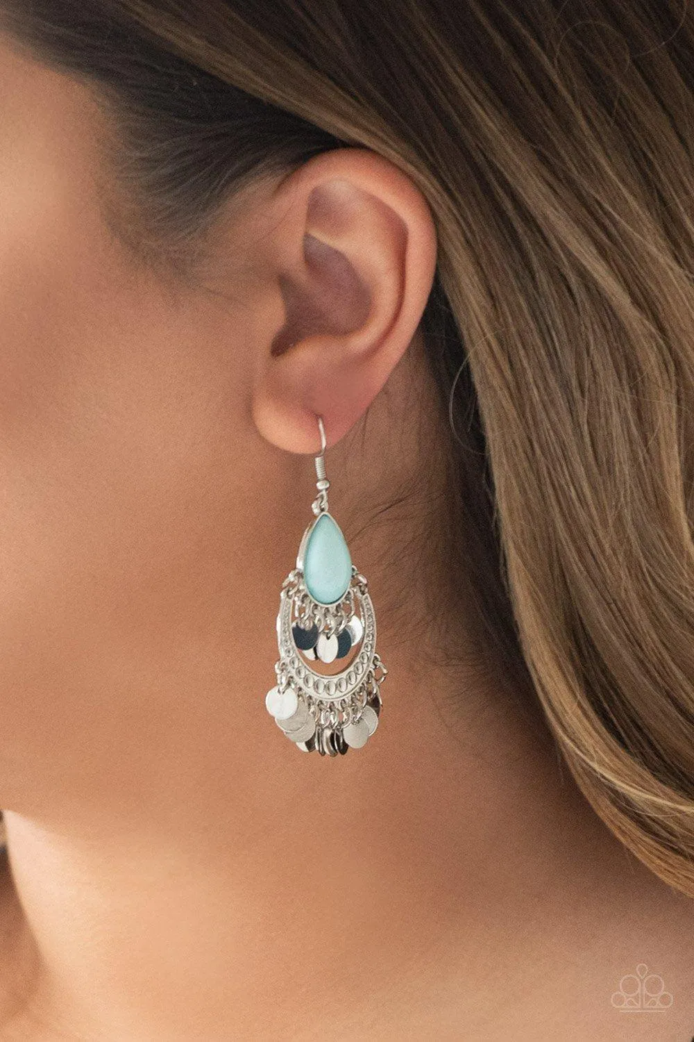 Bodaciously Boho Blue and Silver Earrings - Paparazzi Accessories