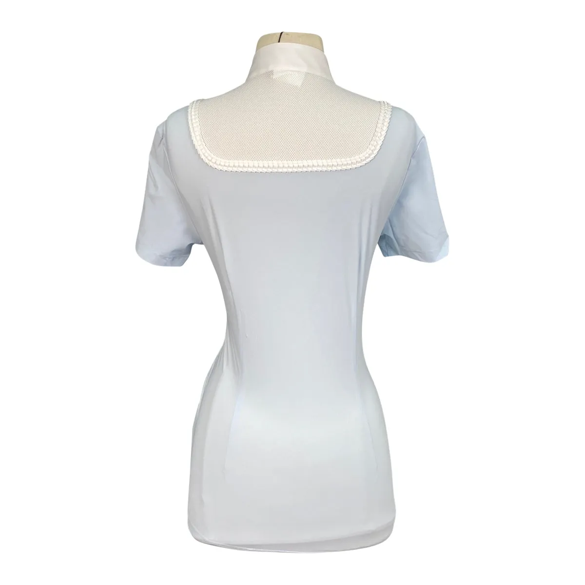 Cavalleria Toscana Jersey Competition Polo w/Decorative Trim in White w/Blue - Women's Small