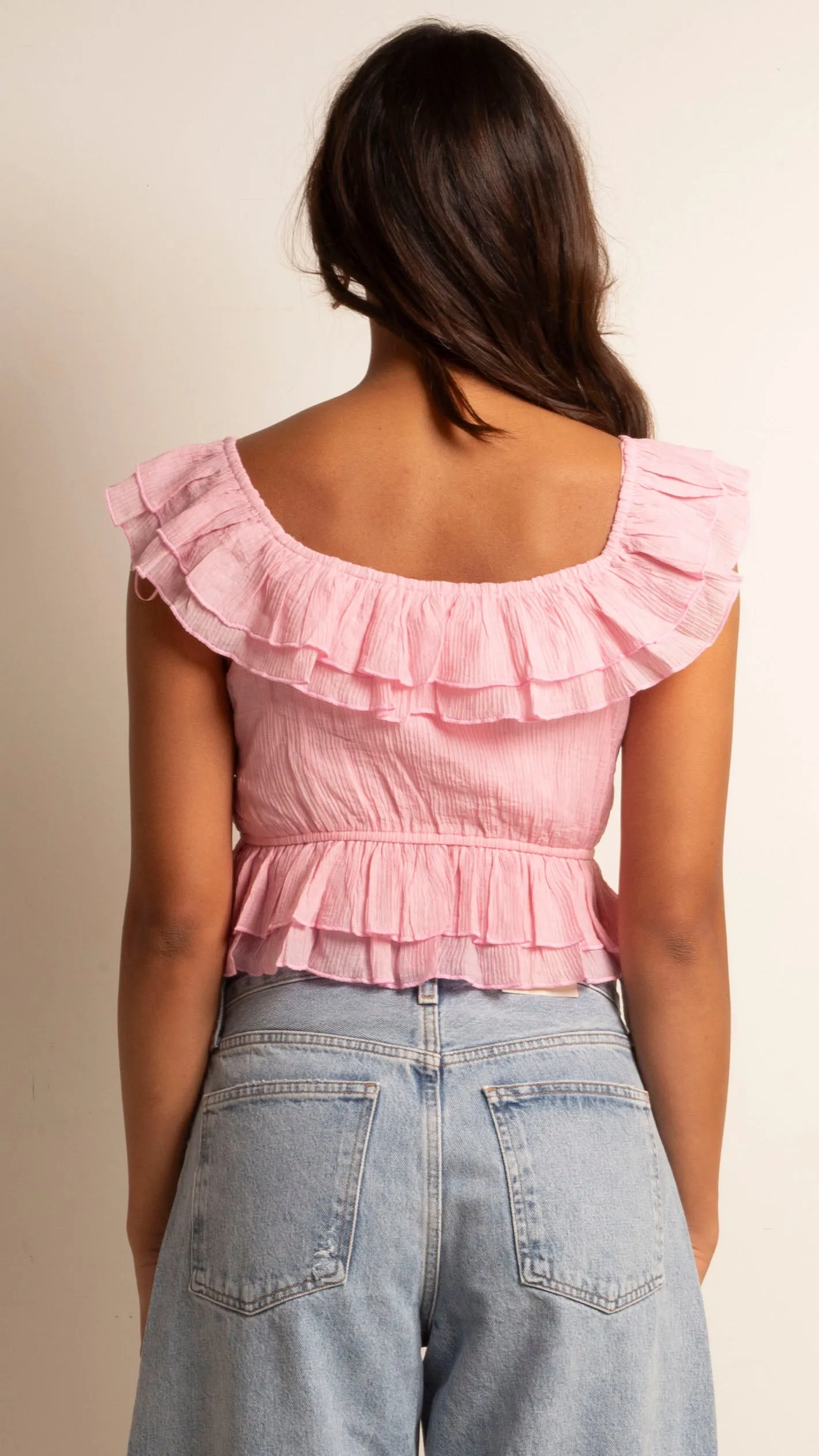 Clara Ruffle Tank - Pink