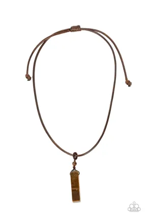 Comes Back ZEN-fold Brown Tiger's Eye Urban Necklace - Paparazzi Accessories