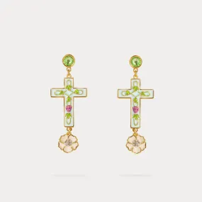 Cross Grape Vine Yard Earrings