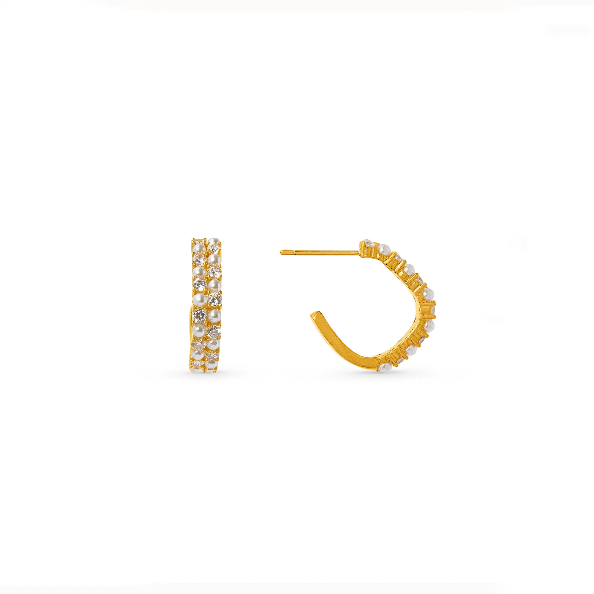 Crystal & Pearl Embellished Oval Hoop Earrings