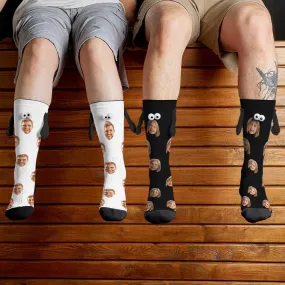 Custom Face Multicolor Magnetic Holding Hands Socks Suction Funny Big Eye Socks