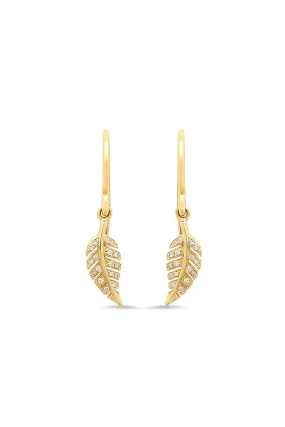 DIAMOND MINI LEAF DROP EARRINGS