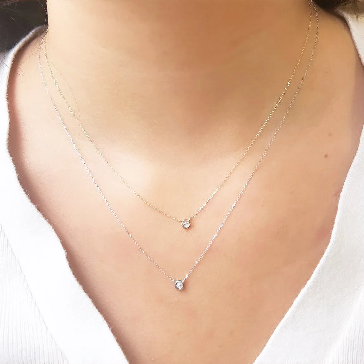 Diamond Single Bezel Necklace