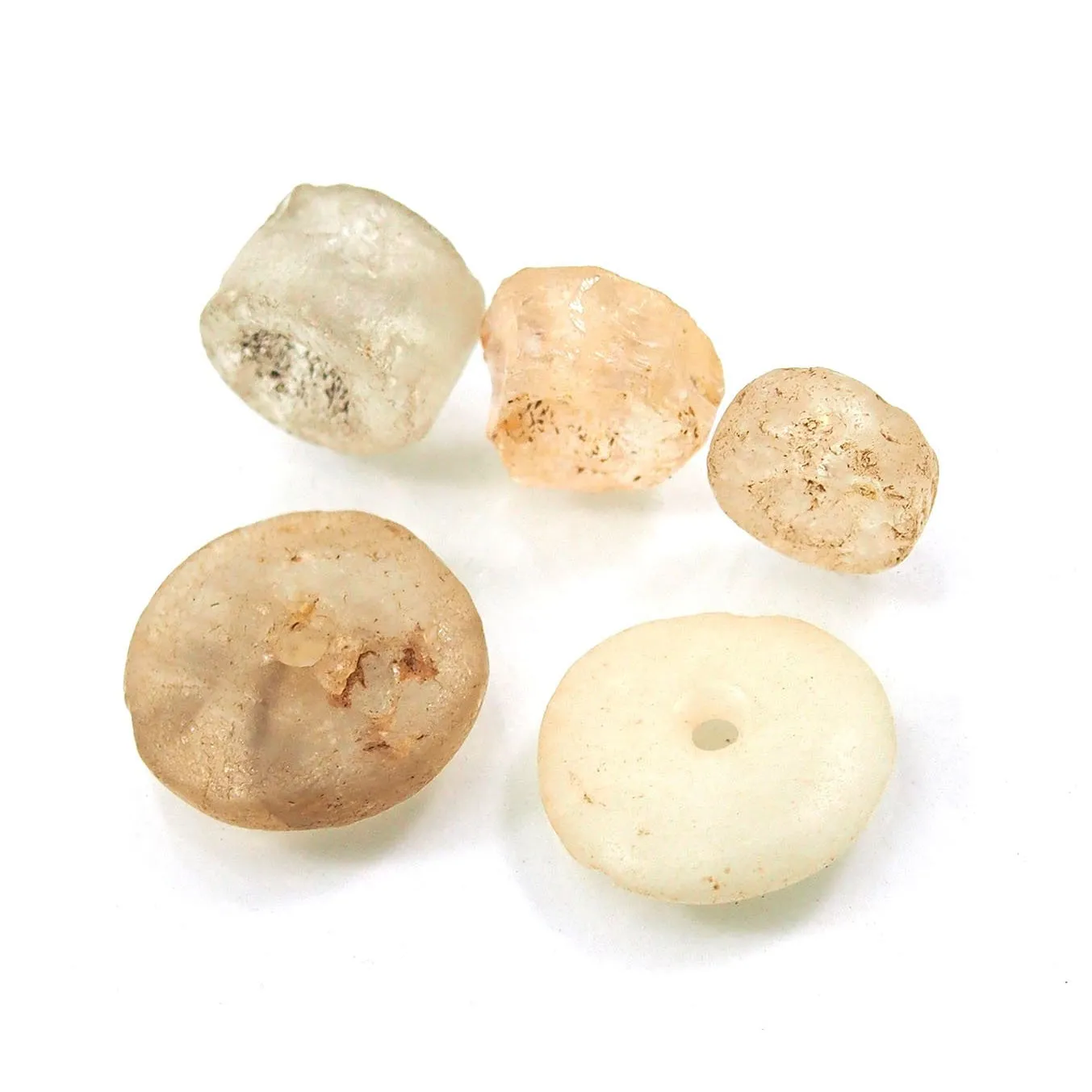 Djenne 16-18th Century Quartz Ear Plug and Fine Quartz Beads Set