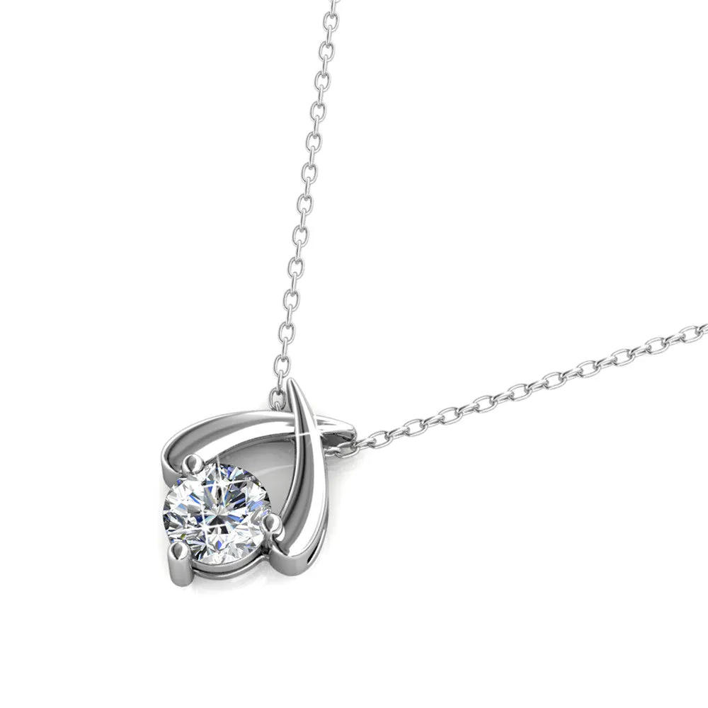 Eloise 18k White Gold Plated Pendant Necklace with Round Crystal