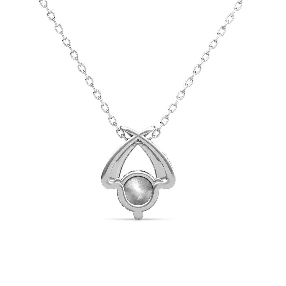 Eloise 18k White Gold Plated Pendant Necklace with Round Crystal