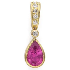 Estate 18K Yellow Gold Pink Tourmaline & 0.24 TCW Diamond Pendant