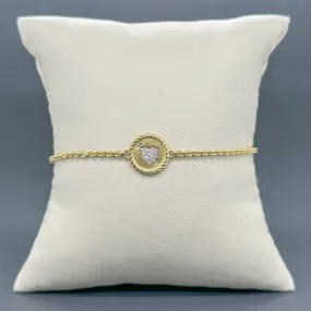 Estate David Yurman 14K Y Gold G-H/SI1 Diamond Cupid’s Heart Bracelet