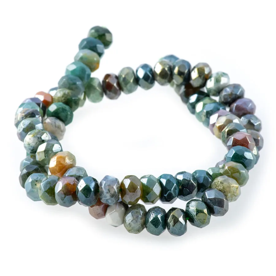 Fancy Jasper 8mm Rainbow Plated Rondelle Faceted - 15-16 Inch