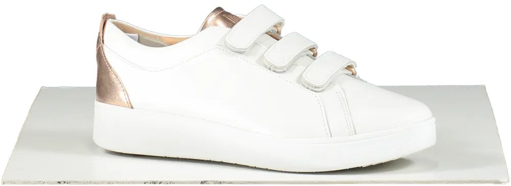 FitFlop Metallic-back Urban White Rose Gold Leather Strap Trainers BNIB UK 4.5 EU 37.5👠