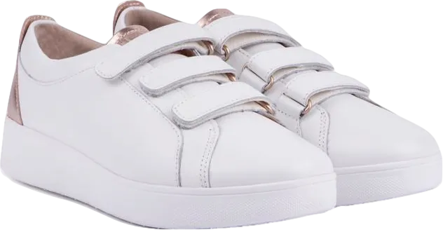 FitFlop Metallic-back Urban White Rose Gold Leather Strap Trainers BNIB UK 4.5 EU 37.5👠