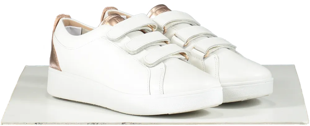 FitFlop Metallic-back Urban White Rose Gold Leather Strap Trainers BNIB UK 4.5 EU 37.5👠