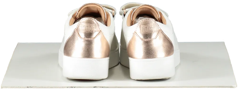 FitFlop Metallic-back Urban White Rose Gold Leather Strap Trainers BNIB UK 4.5 EU 37.5👠