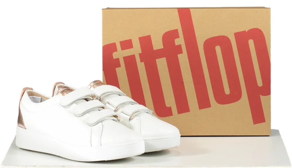 FitFlop Metallic-back Urban White Rose Gold Leather Strap Trainers BNIB UK 4.5 EU 37.5👠