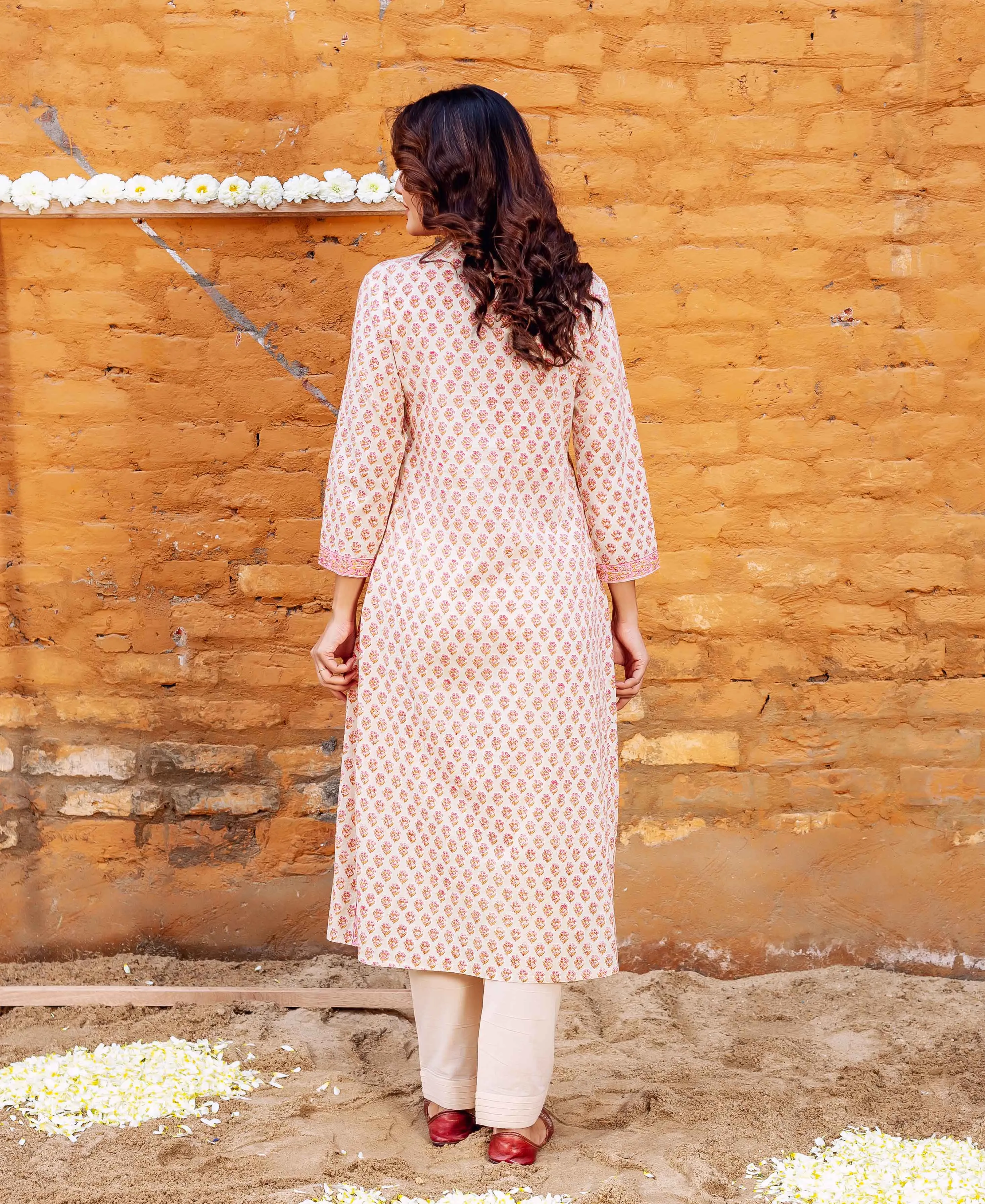 Gazal Block Printed Straight Cotton Kurta