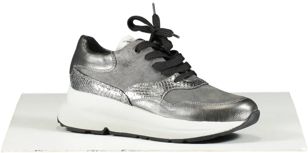 geox Grey Metallic Detail Leather Respira Trainers BNIB UK 2.5 EU 35.5 👠