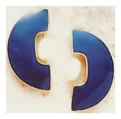 Half Moon Blue Enamel Earrings