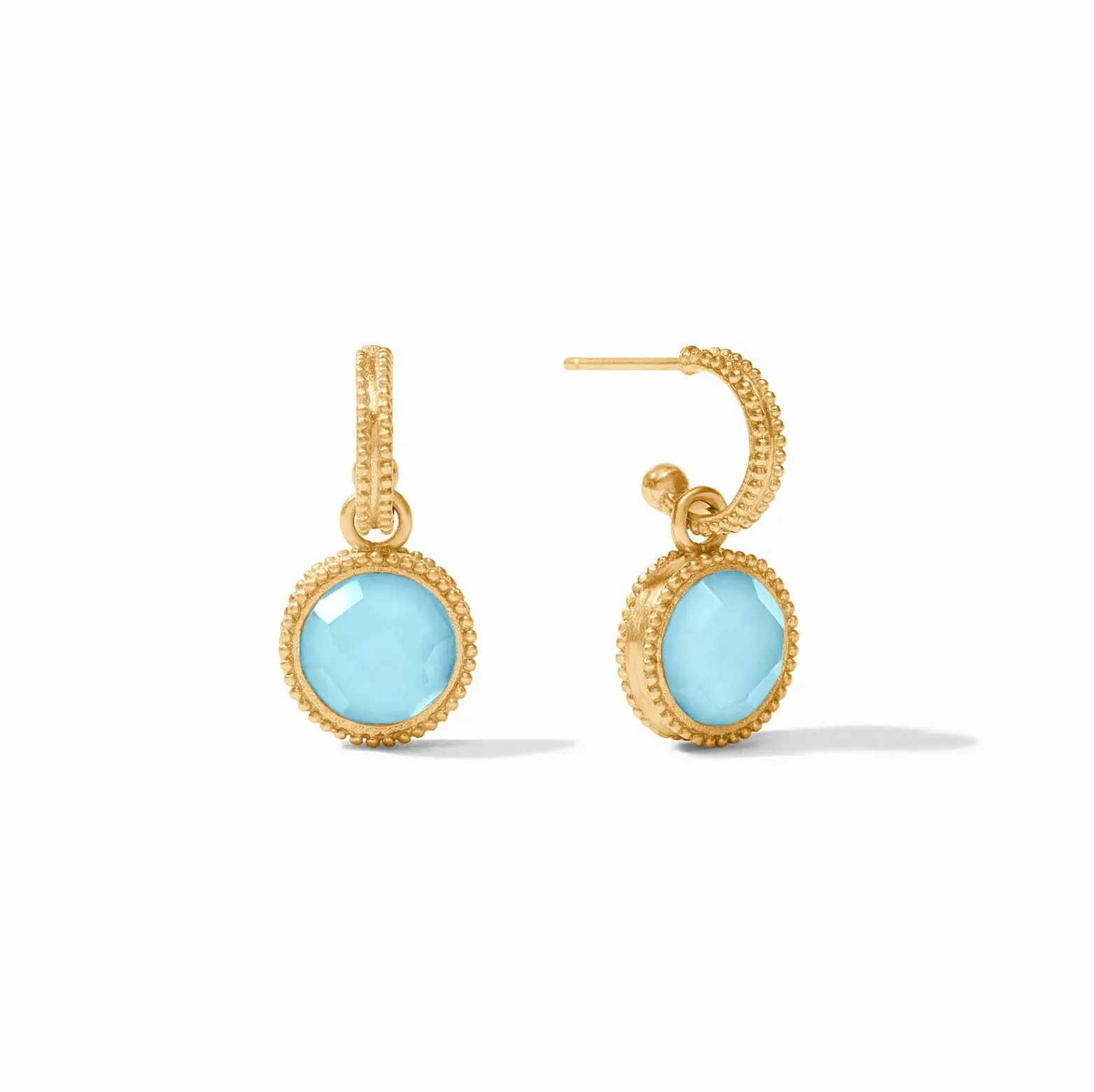 Julie Vos Fleur de Lis Hoop & Charm Earring, Capri Blue