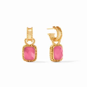 Julie Vos Marbella Hoop and Charm Earring, Peony Pink