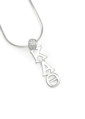 Kappa Alpha Theta Sterling Silver Lavaliere with Clear CZ Crystal