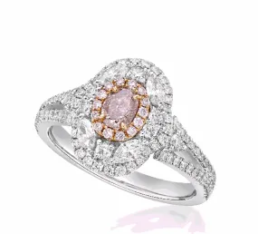 KELLY 1 Carat Oval Cut Fancy Pink Halo Diamond Engagement Ring GIA Certified by Mike Nekta NYC