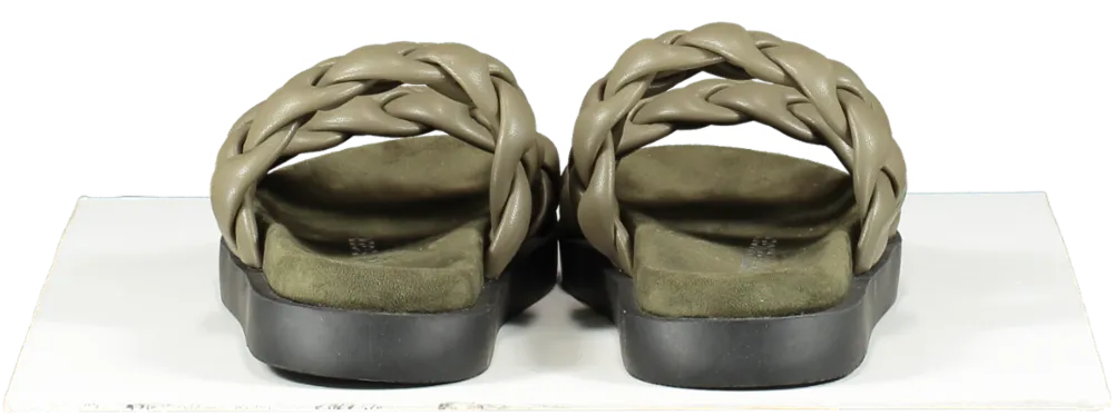 KG Kurt Geiger Green Vegan Khaki Suedette Braided Strap Slip On Mules / Sandals BNIB UK 7 EU 40 👠