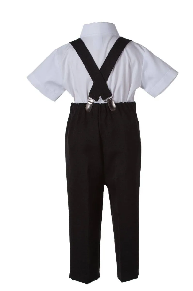 Kids Colored Suspender Pant Set with Short Sleeve and Pageboy Cap