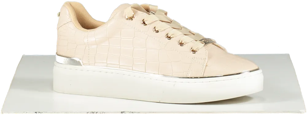 Kurt Geiger Nude Blush Croc Trainers With Pearl Back Detail BNIB UK 5 EU 38 👠