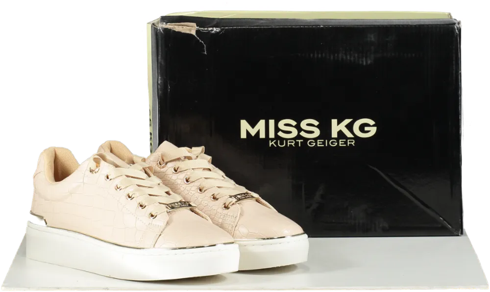 Kurt Geiger Nude Blush Croc Trainers With Pearl Back Detail BNIB UK 5 EU 38 👠