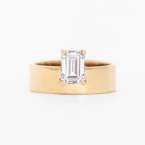 Large Vertical Emerald-Cut Diamond Monolith Ring