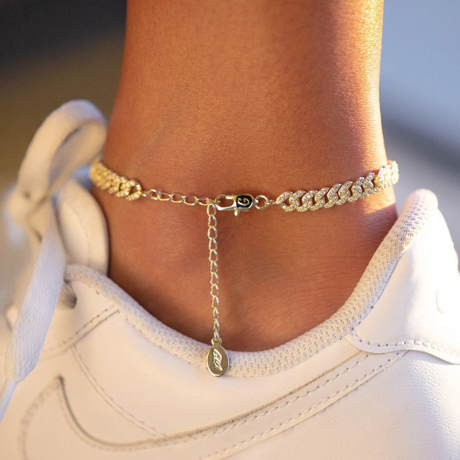 Micro Diamond Prong Necklace   Anklet Bundle- Yellow Gold